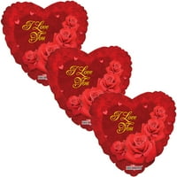 3 pc Rainbow Pattern I Love You Heart Happy Valentines Day Balloon Bouquet Kiss